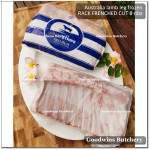 Lamb RACK FRENCHED CUT frozen Australia WHITE STRIPE whole cut 8 ribs +/- 1kg (price/kg)